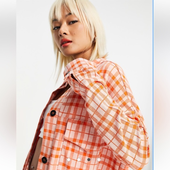 ASOS Design Orange Multi Crop Suit Jacket - Picture 3 of 8